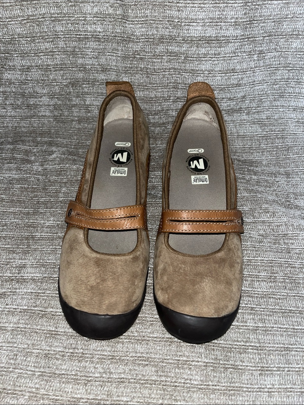 Merrell Plaza Bandeau Tan Brown Suede Mary Jane Comfort Walking Shoes Women 9